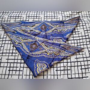 Made In ITALY 100% Silk Blue Scarf 27"x27"